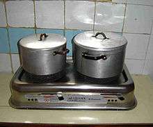 The Clean Cook Stove with two pots, as found in a Nigerian household.