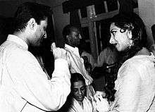 Dev Anand with Suraiya at a party