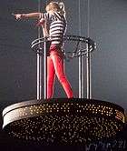 Taylor on the crane above the audience