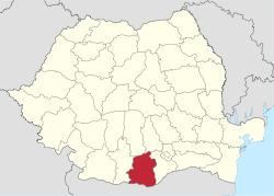 Administrative map of Romania with Teleorman county highlighted