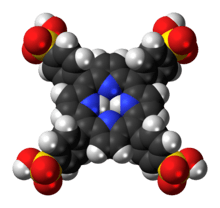 Space-filling model of the tetraphenylporphine sulfonate molecule