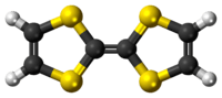 Ball-and-stick model of the tetrathiafulvalene molecule