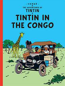 Tintin is driving a jalopy in the African Congo.