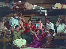 Sundaram and Mohana along with their troupe members in a train.