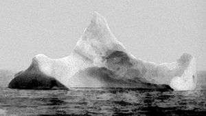 Photo of an iceberg taken the day after the sinking at the place of sinking