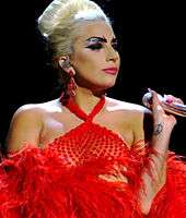 Lady Gaga with a mic.