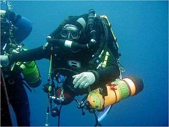 Rebreather diver carrying sling cylinders for use as bailout and decompression gas supply