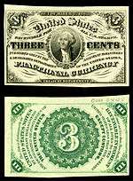 Three-cent third-issue fractional note