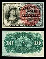 Ten-cent fourth-issue fractional note