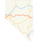 US 50 runs across the center of the state, between the two interstate highways, marked in blue.