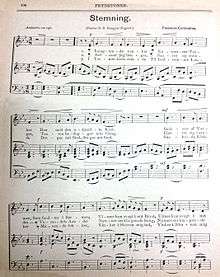 Scan of hymn music and words, in Norwegian
