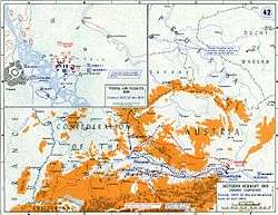Closeup map of Austria showing French and Austrian armies close to each other.