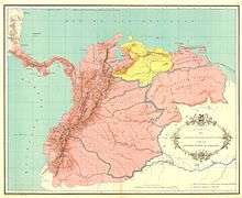 Viceroyalty of New Granada, (Province of Venezuela in green)