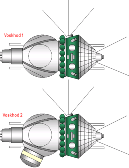 Line drawing of Voskhod capsules