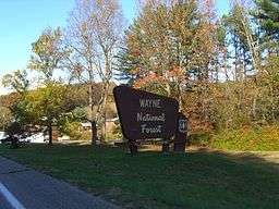 A sign for Wayne National Forest.