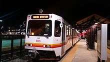 W Line train at Jefferson County station heading back to Union Station in Denver.