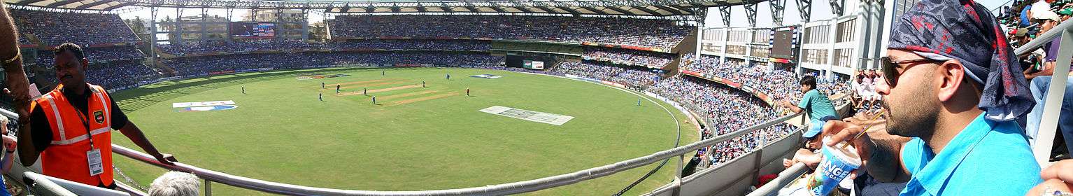 Wankhede Stadium during the first innings of the 2011 Cricket World Cup Final between Sri Lanka and India.