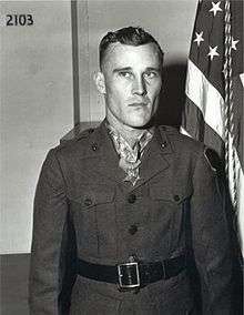 Man in Marine Corps uniform with Medal of Honor