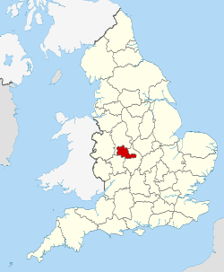 Map of England showing the West Midlands County