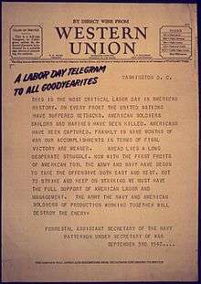 Western Union A Labor Day Telegram to All Goodyearites