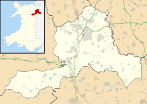 Map of Wrexham within Wales