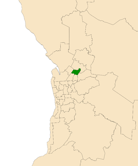 Map of Adelaide, South Australia with electoral district of Wright highlighted