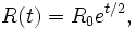R(t) = R_0 e^{t/2},