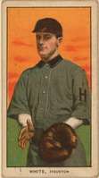 Baseball card of a player in uniform with an "H" on the sleeve